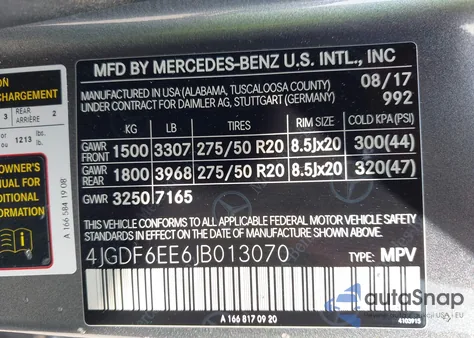 2018 Mercedes-Benz Gls 450 4Matic из США, поврежденный, VIN 4JGDF6EE6JB013070